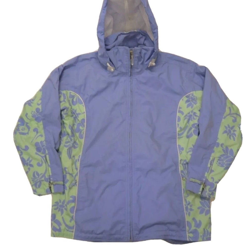 Obermeyer Delaney Ski Jacket Coat Womes 10 Purple Floral Winter Sport Snowboard